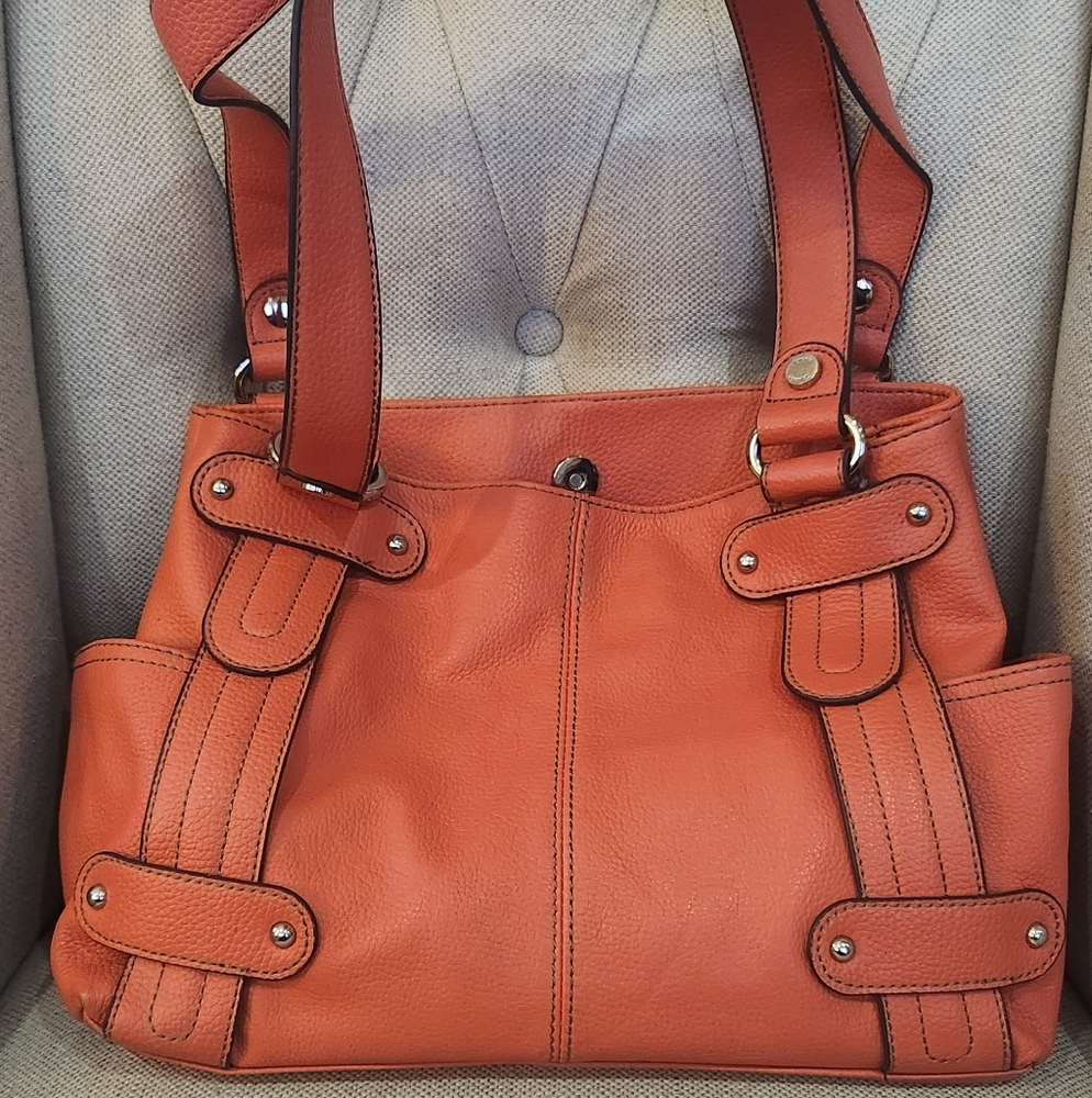 Tiganello Orange Leather Tote Bag